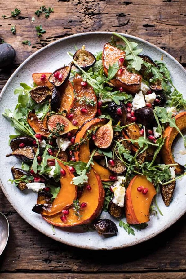 Roasted squash, caramelized fig, and feta salad