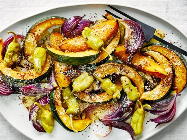 Roasted squash salad with sumac and Italian dressing