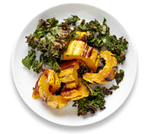 Roasted squash with kale and vinaigrette