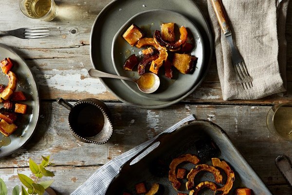 Roasted squash with maple-ginger glaze