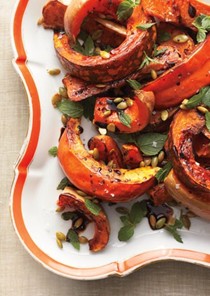 Roasted squash with mint and toasted pumpkin seeds