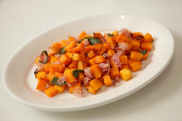 Roasted squash with pancetta and sage