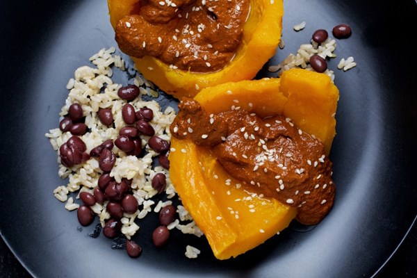 Roasted squash with pumpkin seed mole