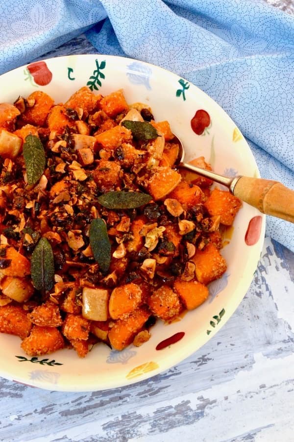Roasted squash with sage and hazelnuts in brown butter