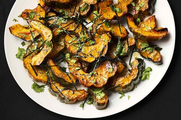 Roasted squash with spicy nori butter