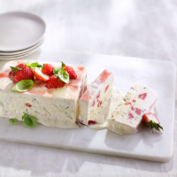Roasted strawberry and basil semifreddo