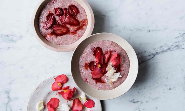 Roasted strawberry and chia bowls