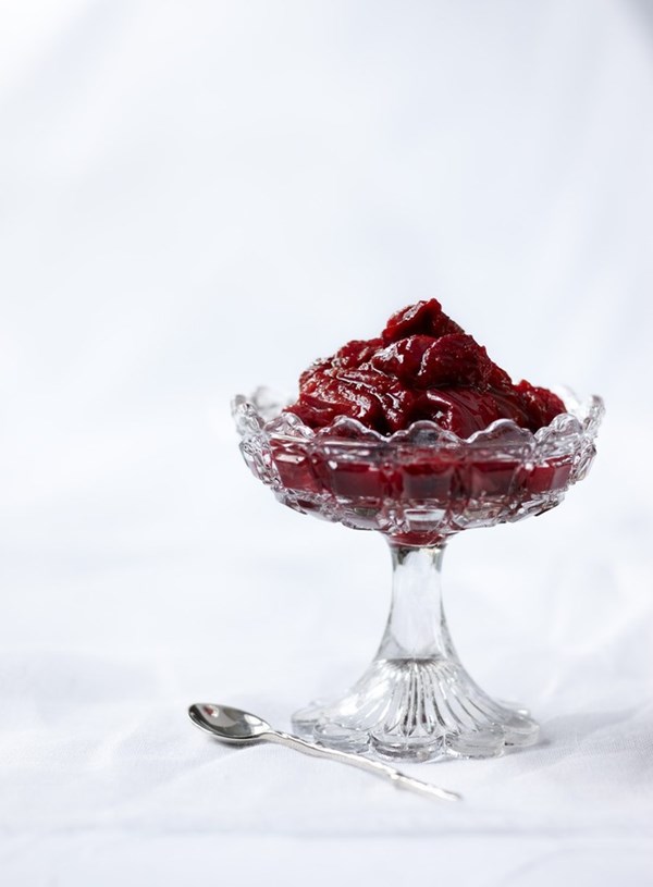 Roasted strawberry and rhubarb compote