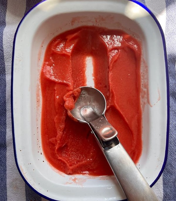 Roasted strawberry and watermelon sorbet