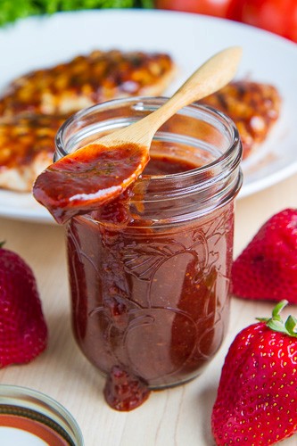 Roasted strawberry BBQ sauce