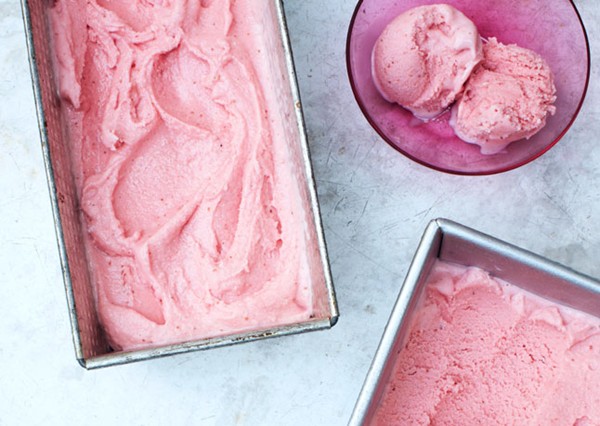 Roasted strawberry-buttermilk sherbet