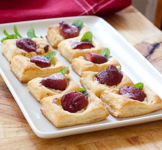 Roasted strawberry goat cheese squares