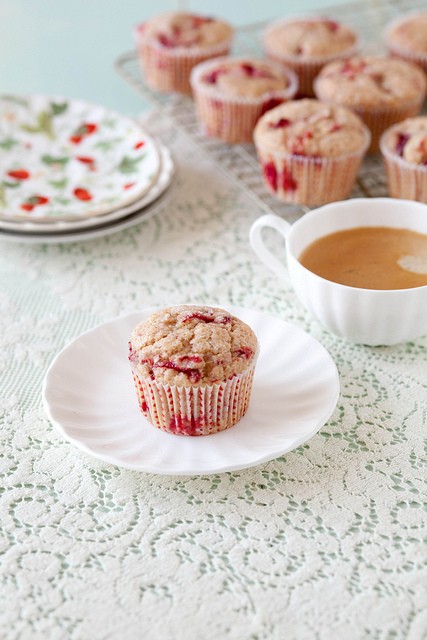 Roasted strawberry muffins