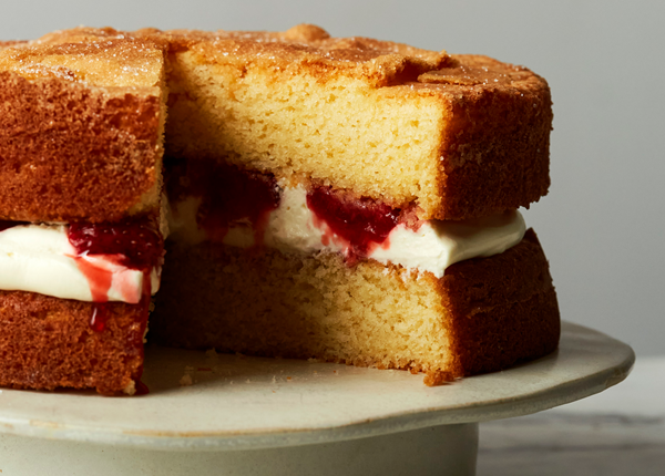 Roasted strawberry Victoria sponge