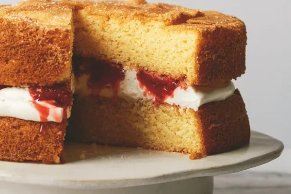 Roasted strawberry Victoria sponge
