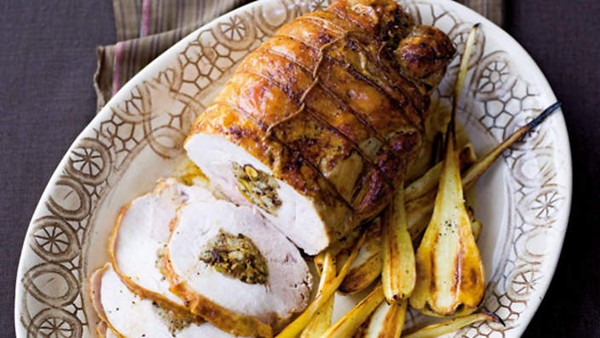 Roasted stuffed turkey breast