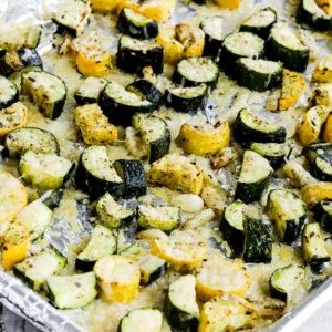 Roasted summer squash with garlic and Parmesan
