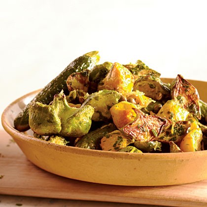 Roasted summer squashes with caper gremolata