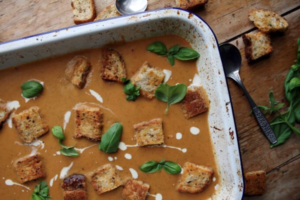 Roasted summer vegetable & chilli soup
