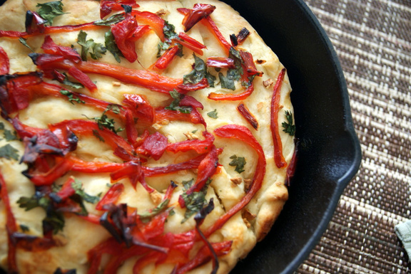 Roasted sweet pepper focaccia bread