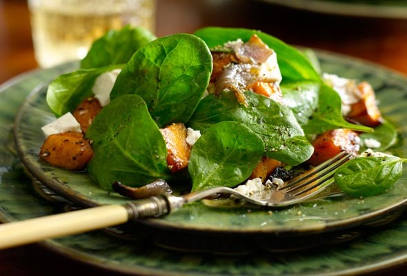 Roasted sweet potato and feta salad