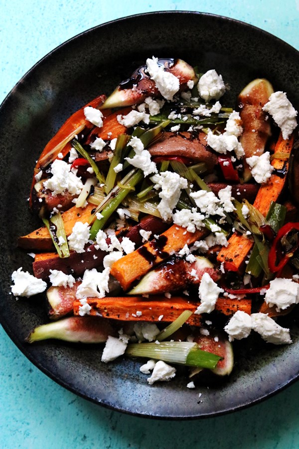 Roasted sweet potato and fresh fig salad