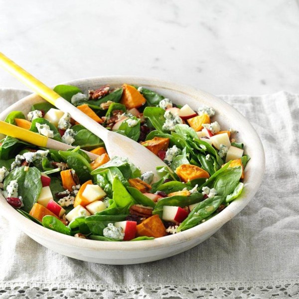 Roasted sweet potato salad with honey-maple vinaigrette