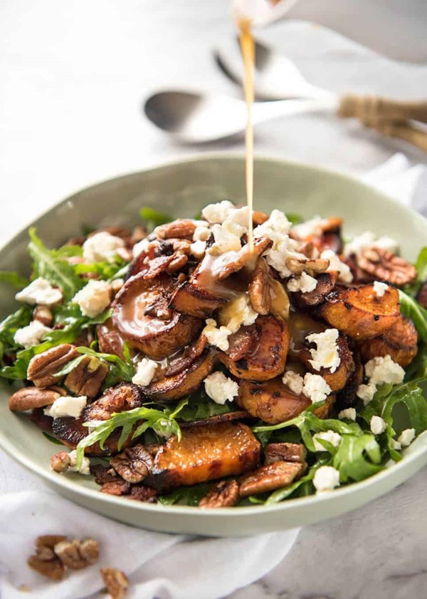 Roasted sweet potato salad with honey lemon dressing