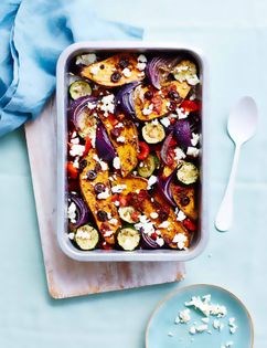 Roasted sweet potato, veg and feta