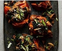 Roasted sweet potato with mustard & miso vinaigrette