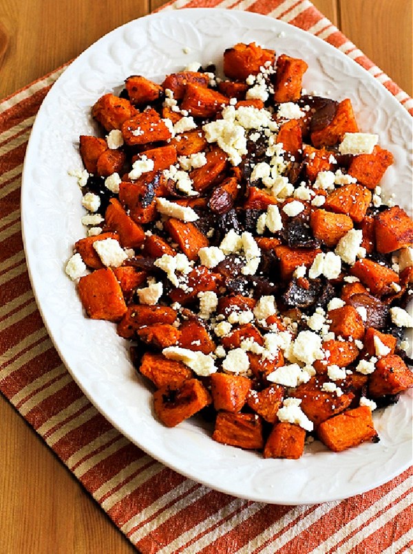 Roasted sweet potatoes with feta
