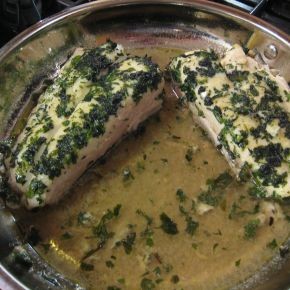 Roasted thick fish fillets or steaks