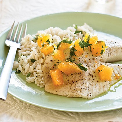 Roasted tilapia with orange parsley salsa