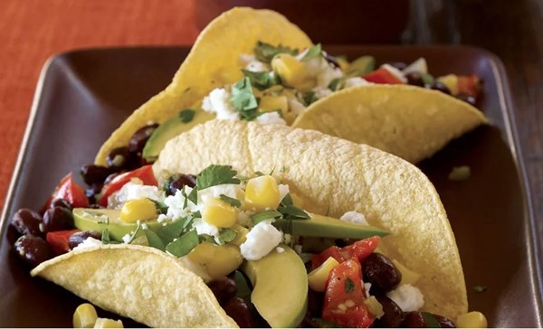 Roasted tomatillo and black bean tacos