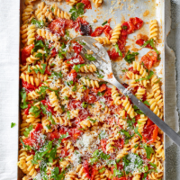 Roasted tomato and anchovy pasta