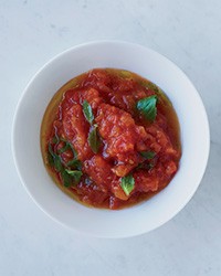 Roasted tomato-and-basil compote