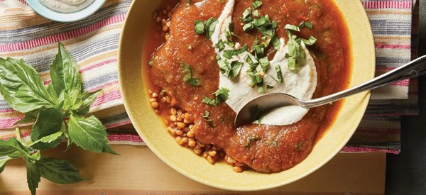 Roasted tomato and eggplant soup