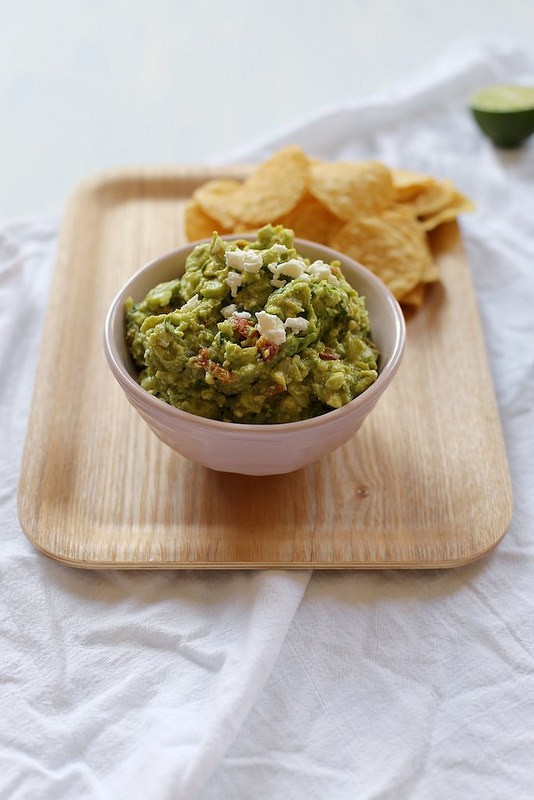 Roasted tomato and feta guacamole