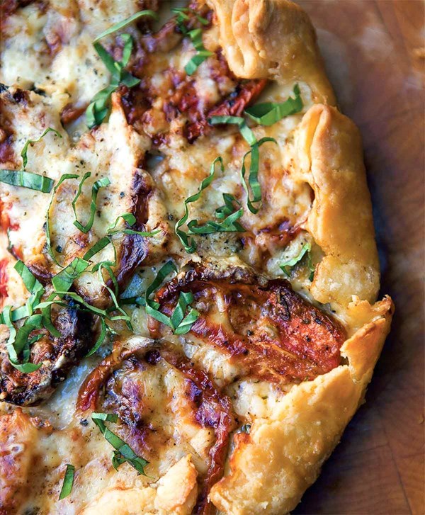 Roasted tomato-basil tart with St. George cheddar