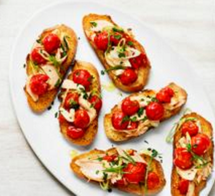 Roasted tomato crostini with tuna