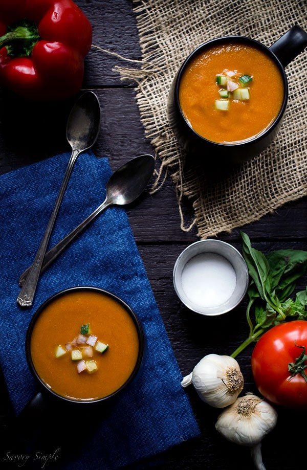 Roasted tomato gazpacho