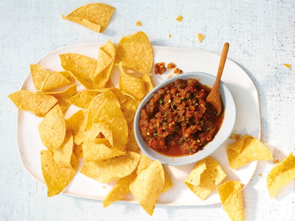 Roasted tomato-mint salsa from 'Tacolicious' (Cook the Book)