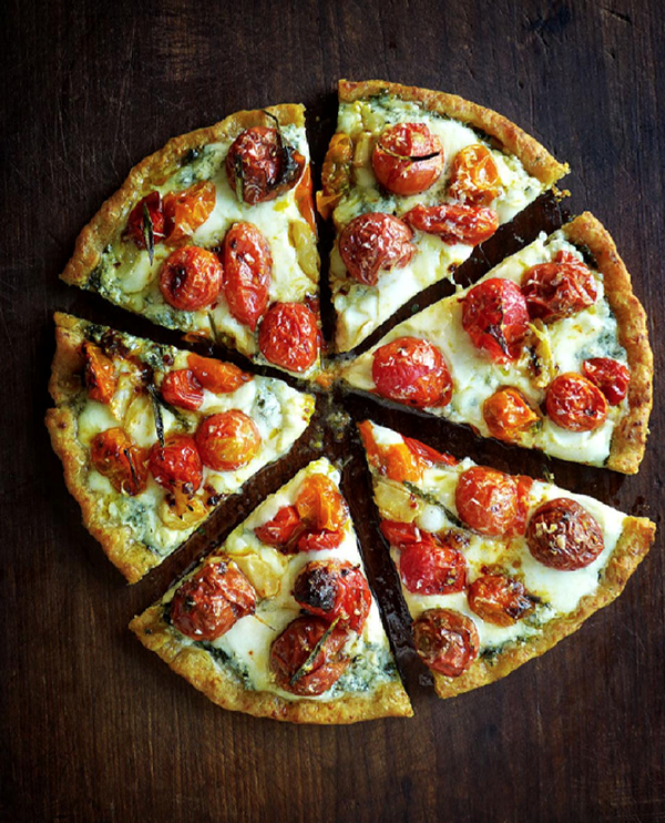 Roasted tomato quattro-formaggio tart