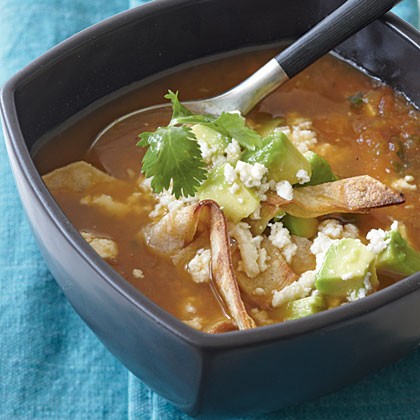 Roasted tomato tortilla soup