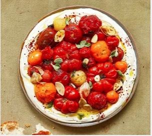 Roasted tomatoes & creamy tahini yogurt
