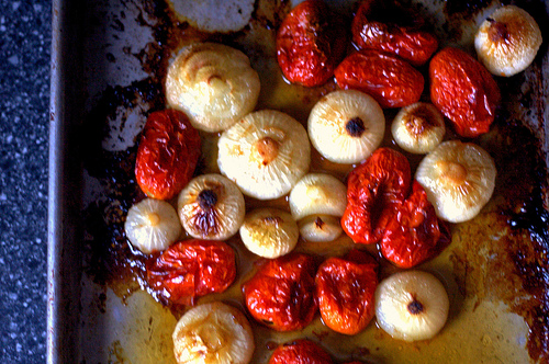 Roasted tomatoes and cipollini