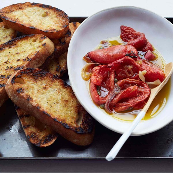 Roasted tomatoes with anchovies and capers
