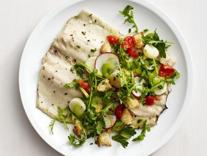 Roasted trout with arugula salad