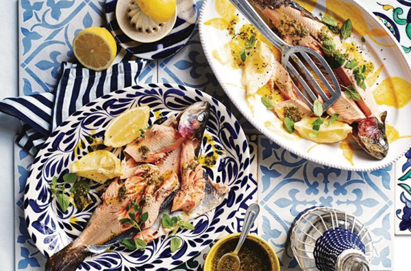 Roasted trout with salmoriglio sauce