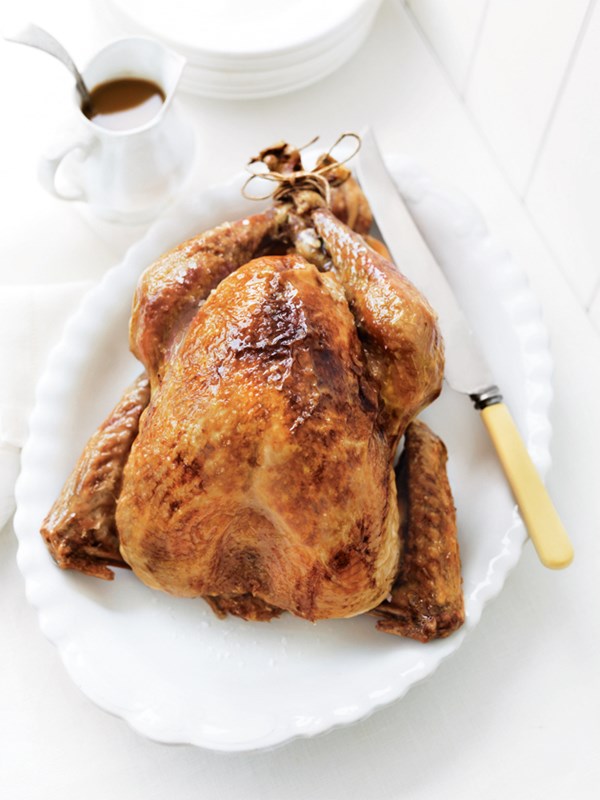Roasted turkey with cranberry and sage stuffing